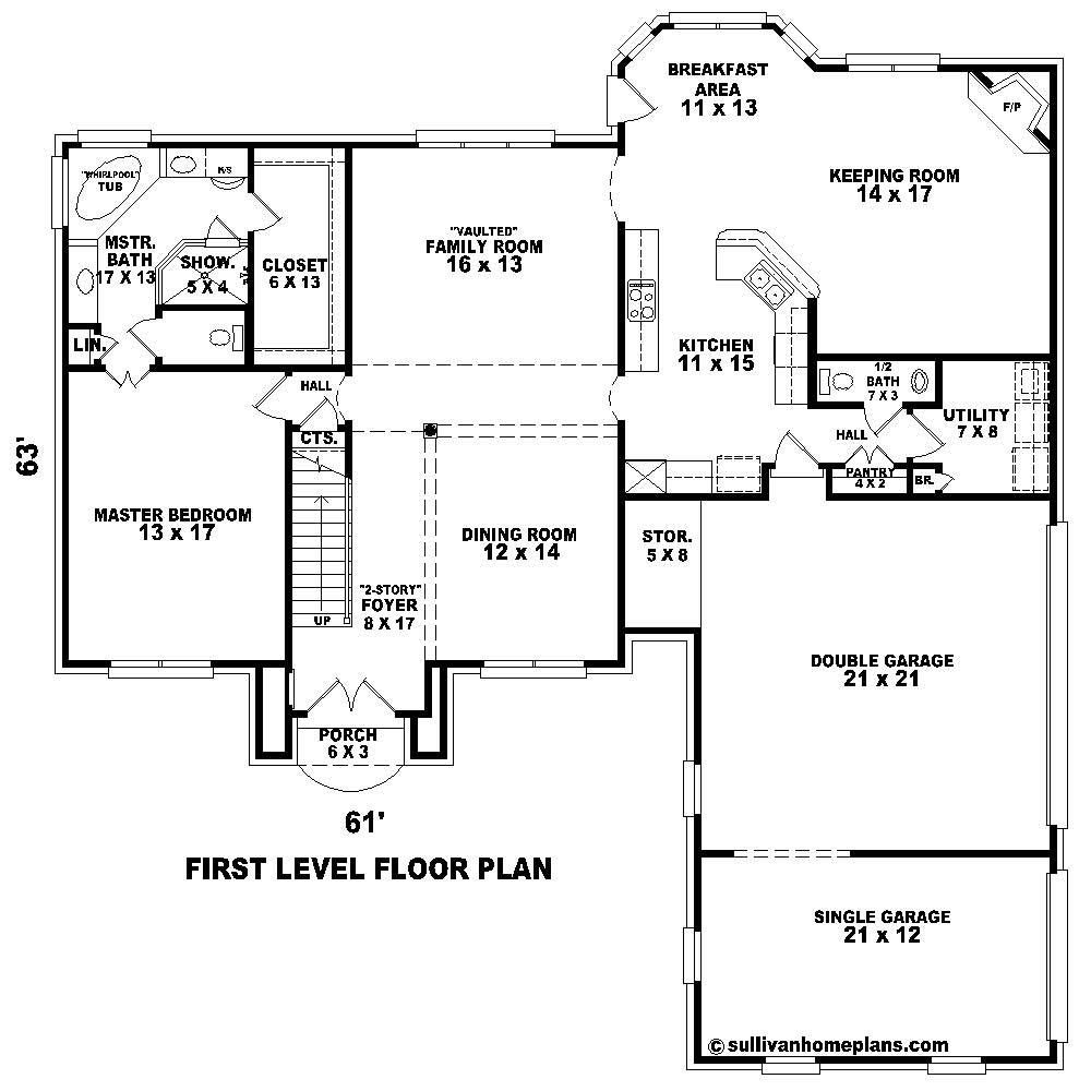 Floor Plan First Story of Country Plan #170-1164