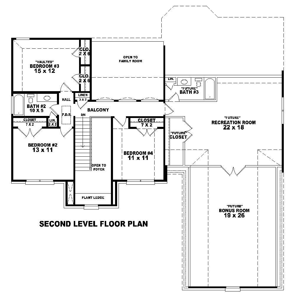Floor Plan Second Story of Country Plan #170-1164
