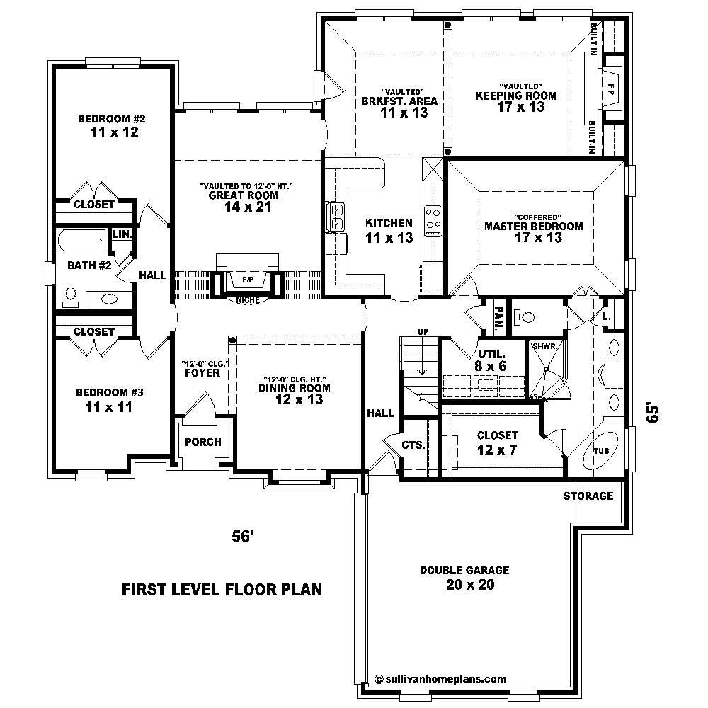 Floor Plan First Story of Cape Cod Plan #170-1167