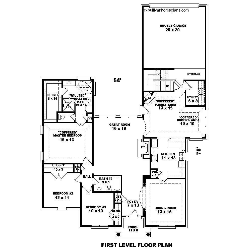 Floor Plan First Story of Cape Cod Plan #170-1168