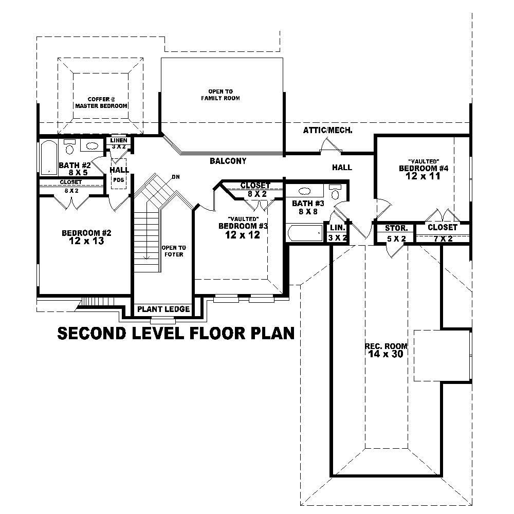 Floor Plan Second Story of Country Plan #170-1169