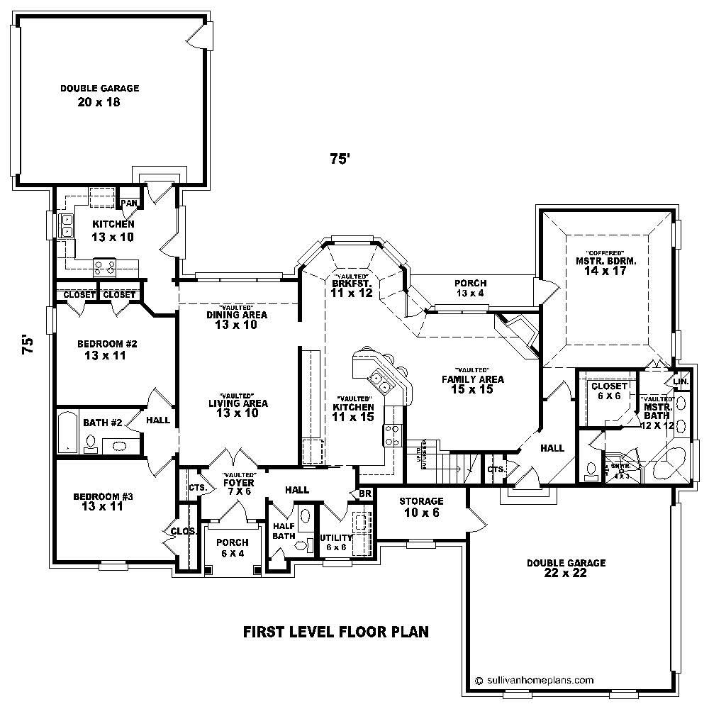 Floor Plan First Story of Cape Cod Plan #170-1170