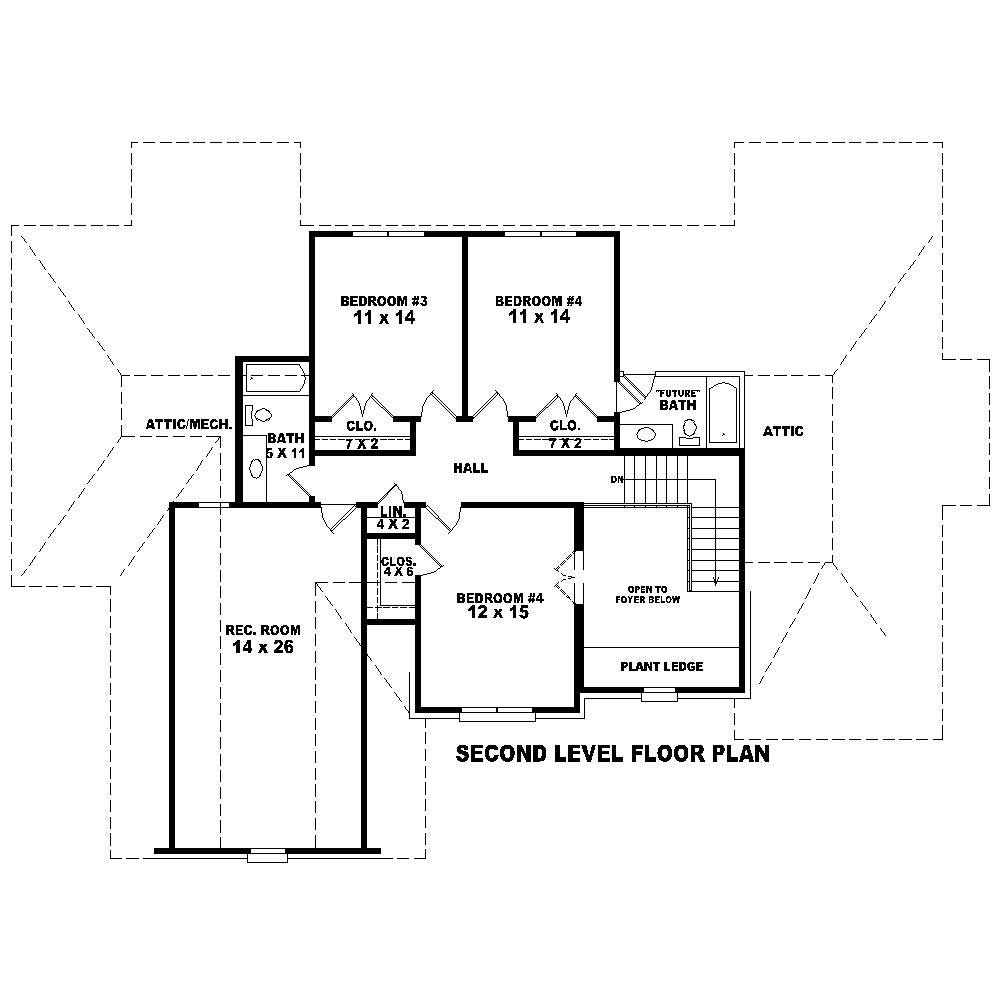 Floor Plan Second Story of French Plan #170-1171