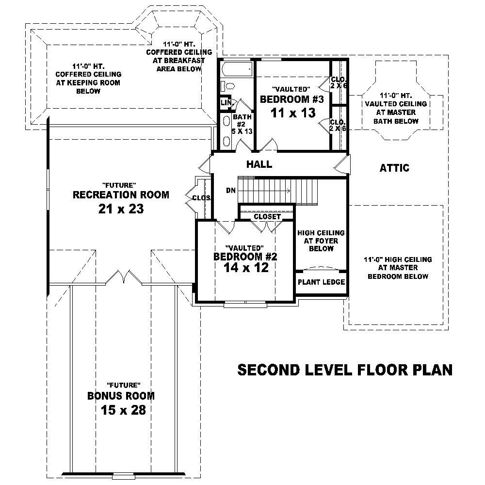 Floor Plan Second Story of Country Plan #170-1172