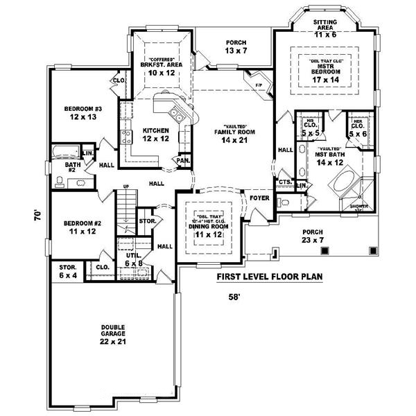Floor Plan First Story of Cape Cod Plan #170-1176