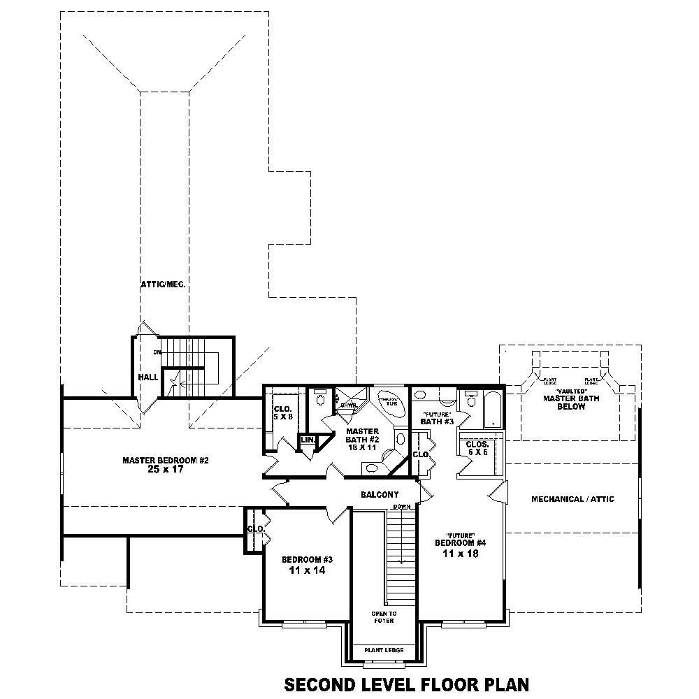 Floor Plan Second Story of Traditional Plan #170-1181