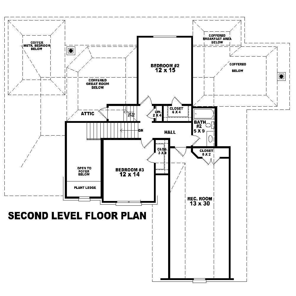 Floor Plan Second Story of French Plan #170-1185