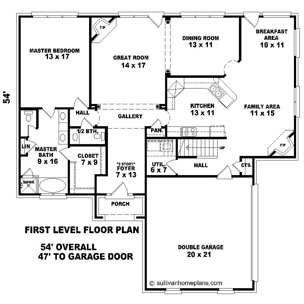 Floor Plan First Story of French Plan #170-1186
