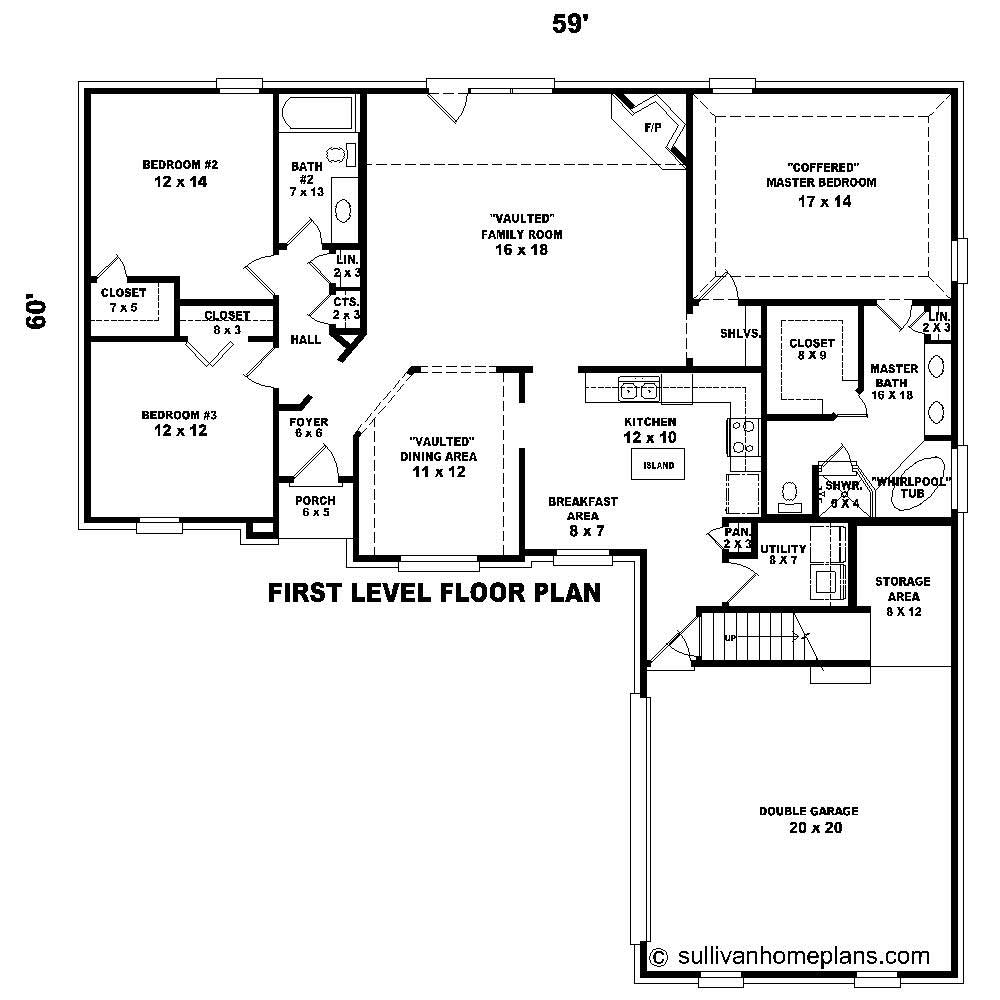Floor Plan First Story of Cape Cod Plan #170-1190