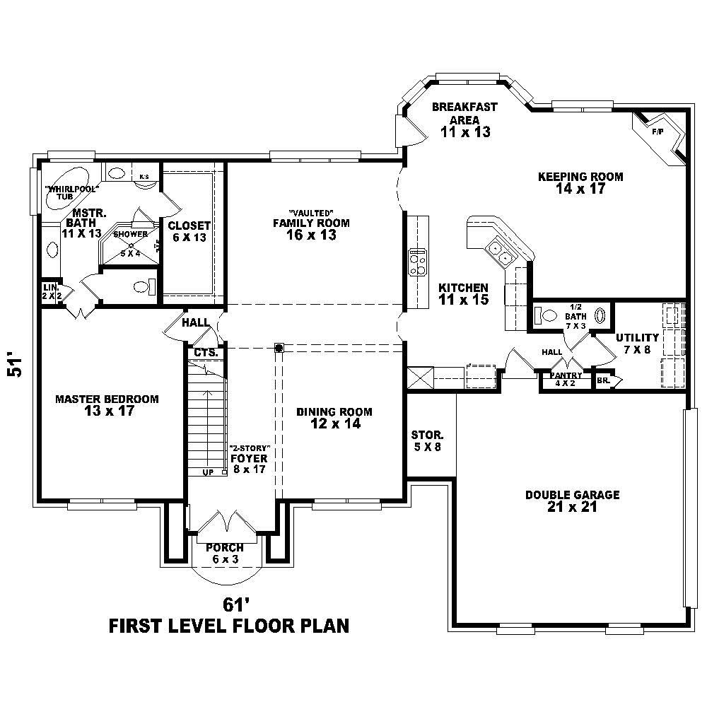 Floor Plan First Story of Country Plan #170-1191