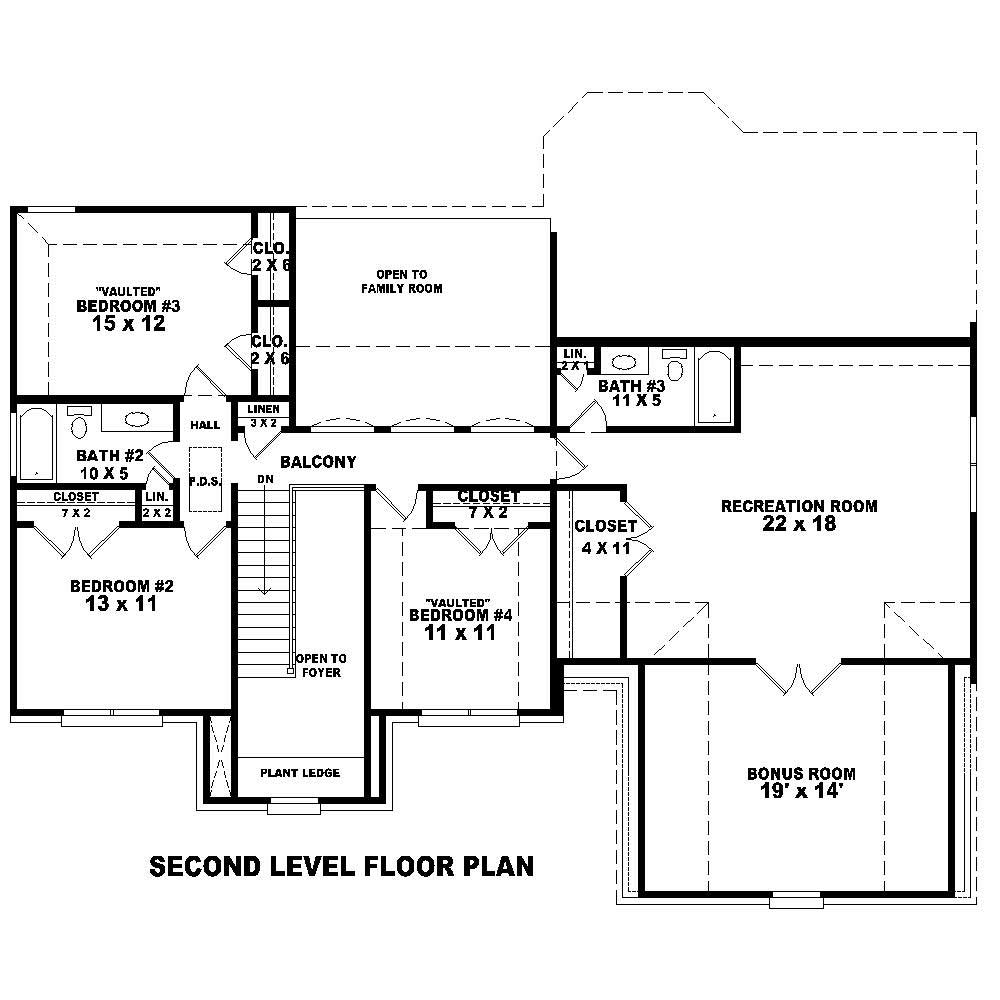 Floor Plan Second Story of Country Plan #170-1191