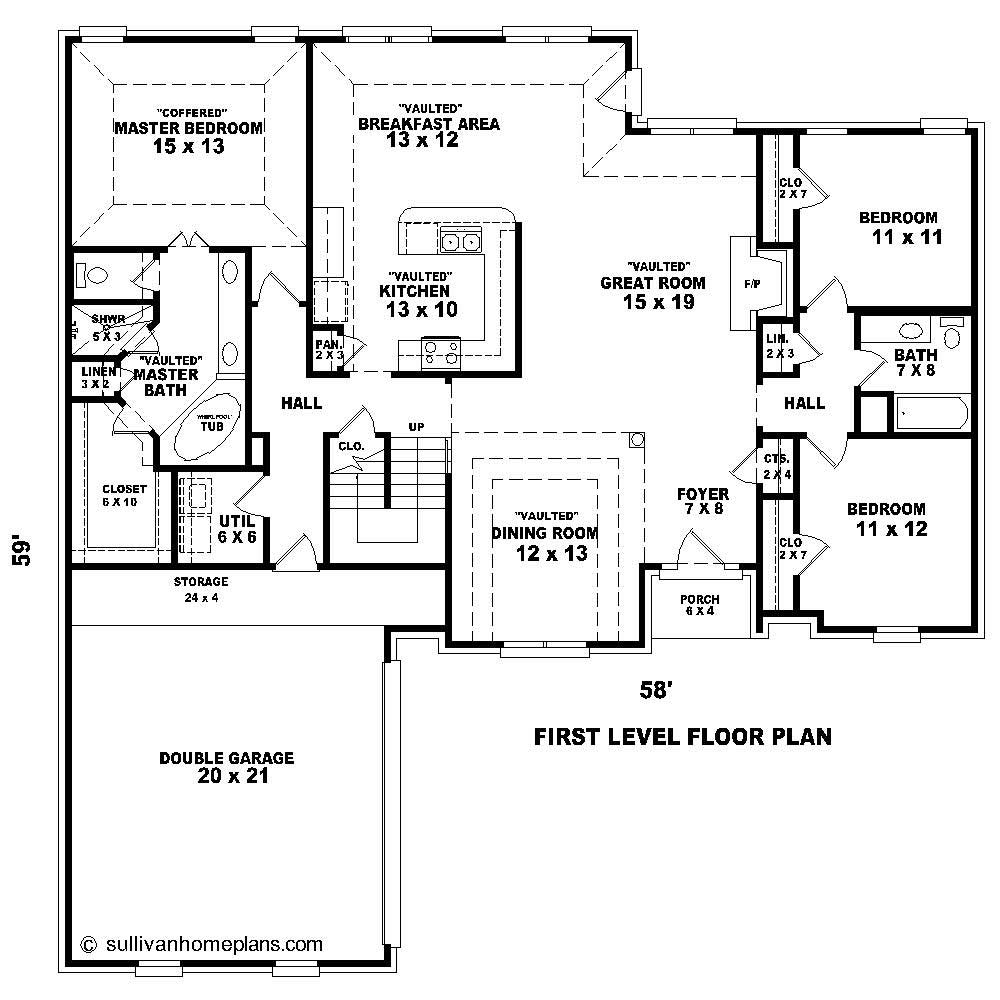 Floor Plan First Story of Cape Cod Plan #170-1193