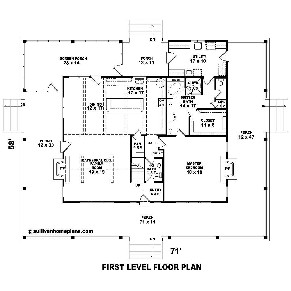 Floor Plan First Story of Cape Cod Plan #170-1195