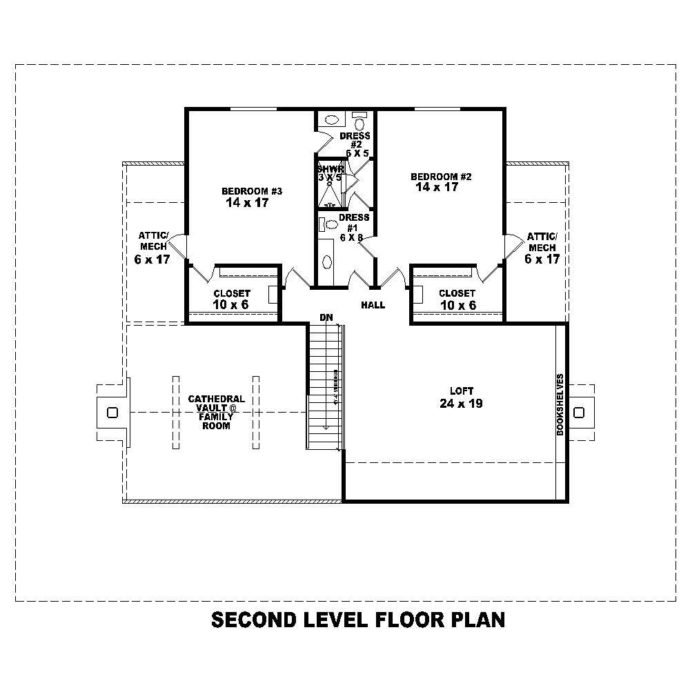 Floor Plan Second Story of Cape Cod Plan #170-1195
