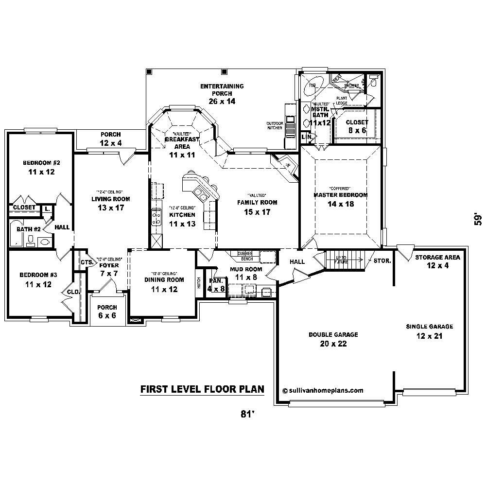 Floor Plan First Story of Cape Cod Plan #170-1197