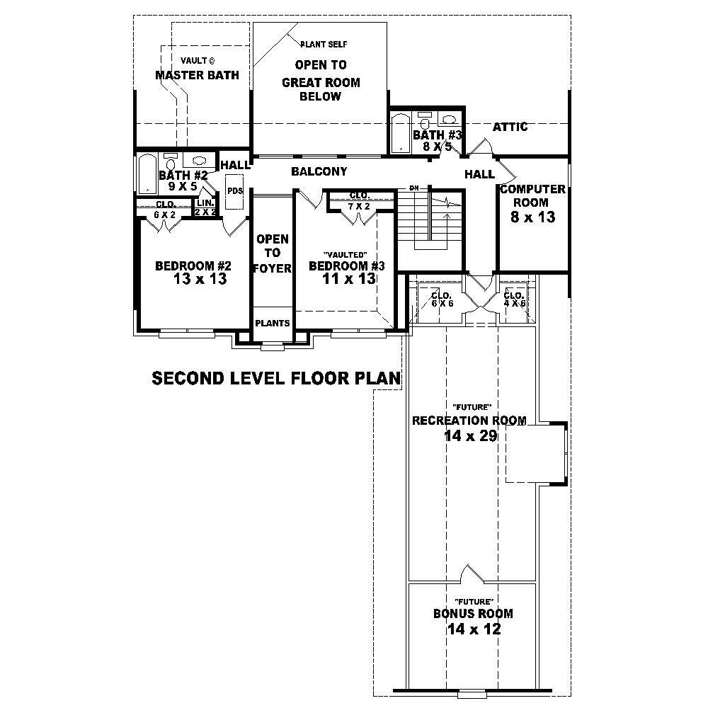 Floor Plan Second Story of Country Plan #170-1202