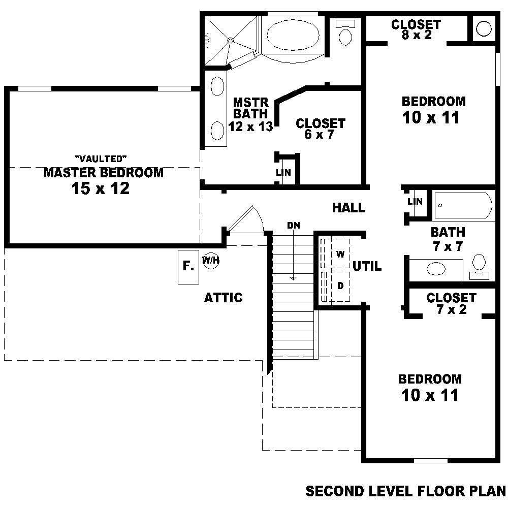 Floor Plan Second Story of French Plan #170-1204