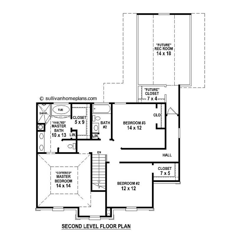 Floor Plan Second Story of European Plan #170-1209