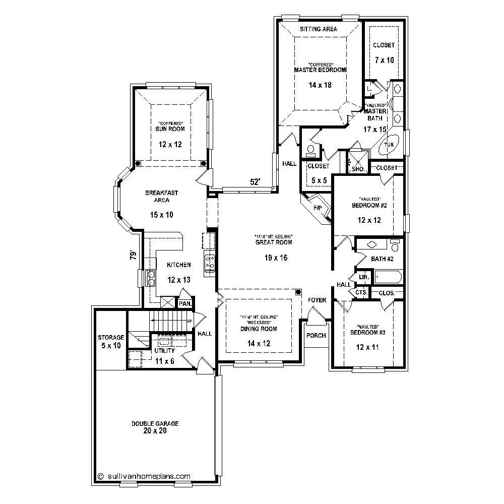 Floor Plan First Story of Cape Cod Plan #170-1217