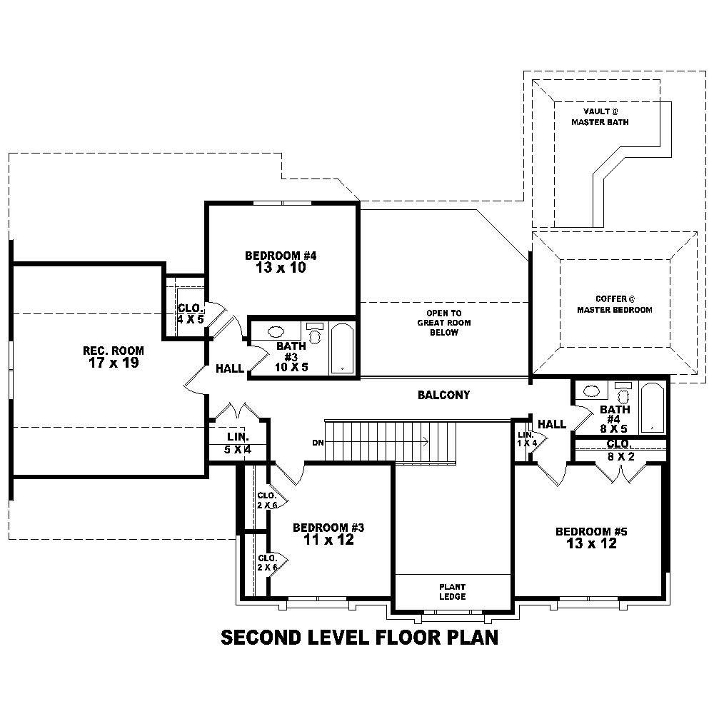 Floor Plan Second Story of French Plan #170-1220