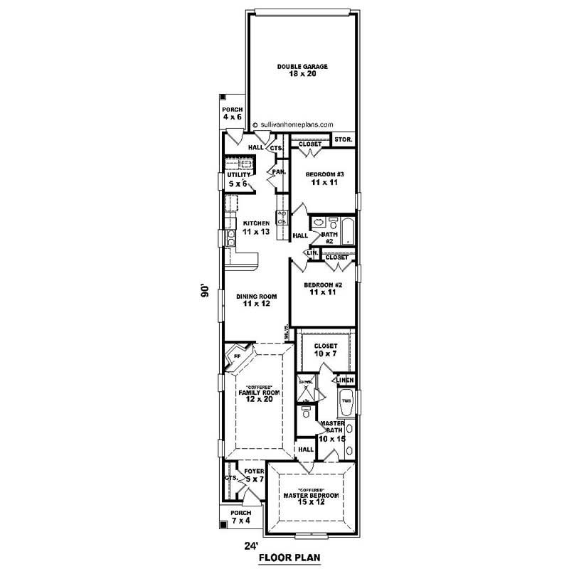 Floor Plan First Story of Southern Plan #170-1226