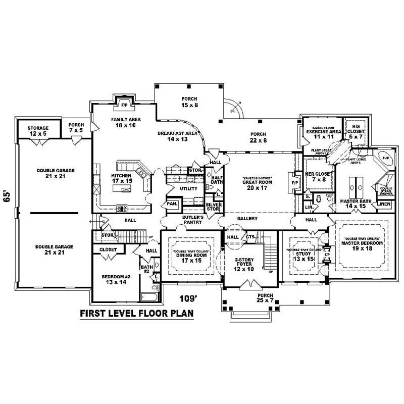 Floor Plan First Story of Luxury Plan #170-1233