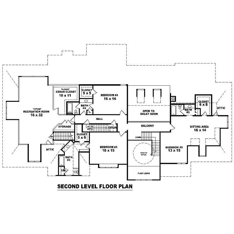 Floor Plan Second Story of Luxury Plan #170-1233