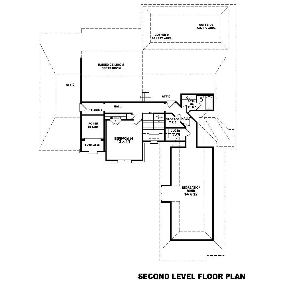Floor Plan Second Story of French Plan #170-1234