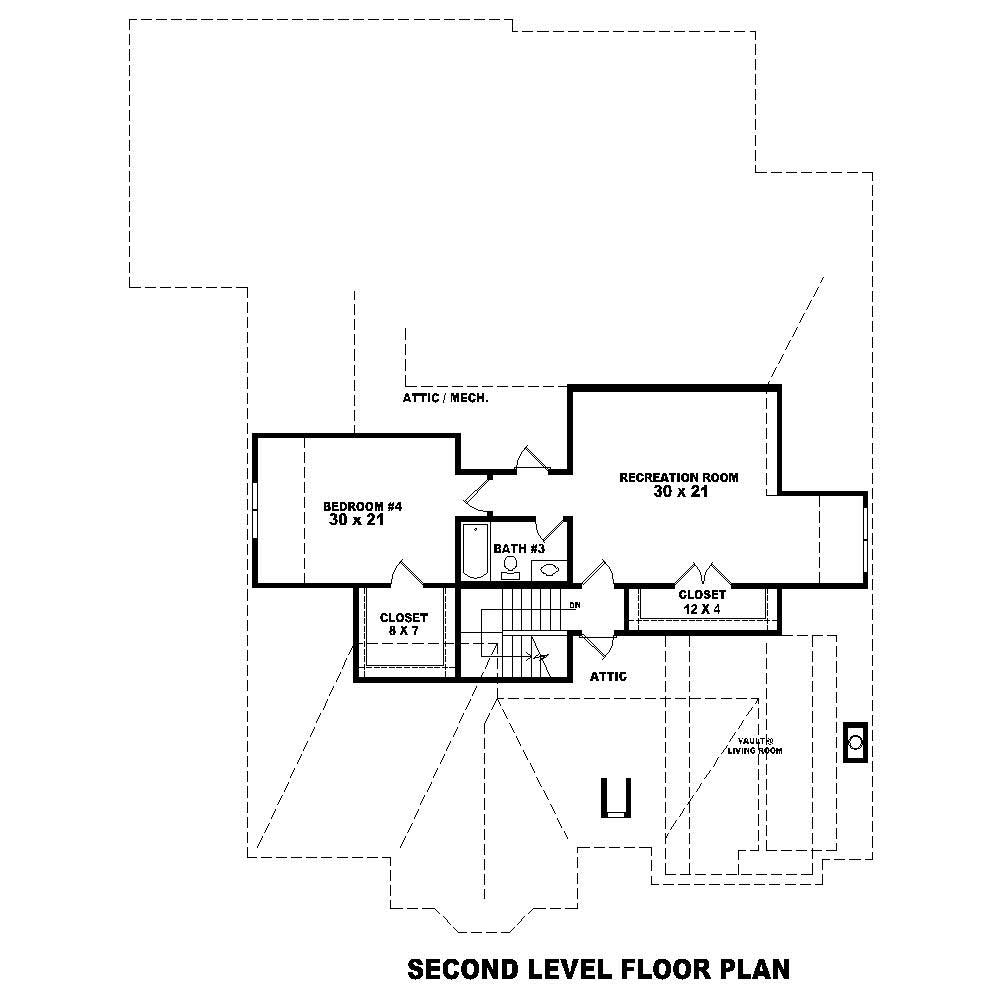 Floor Plan Second Story of French Plan #170-1235