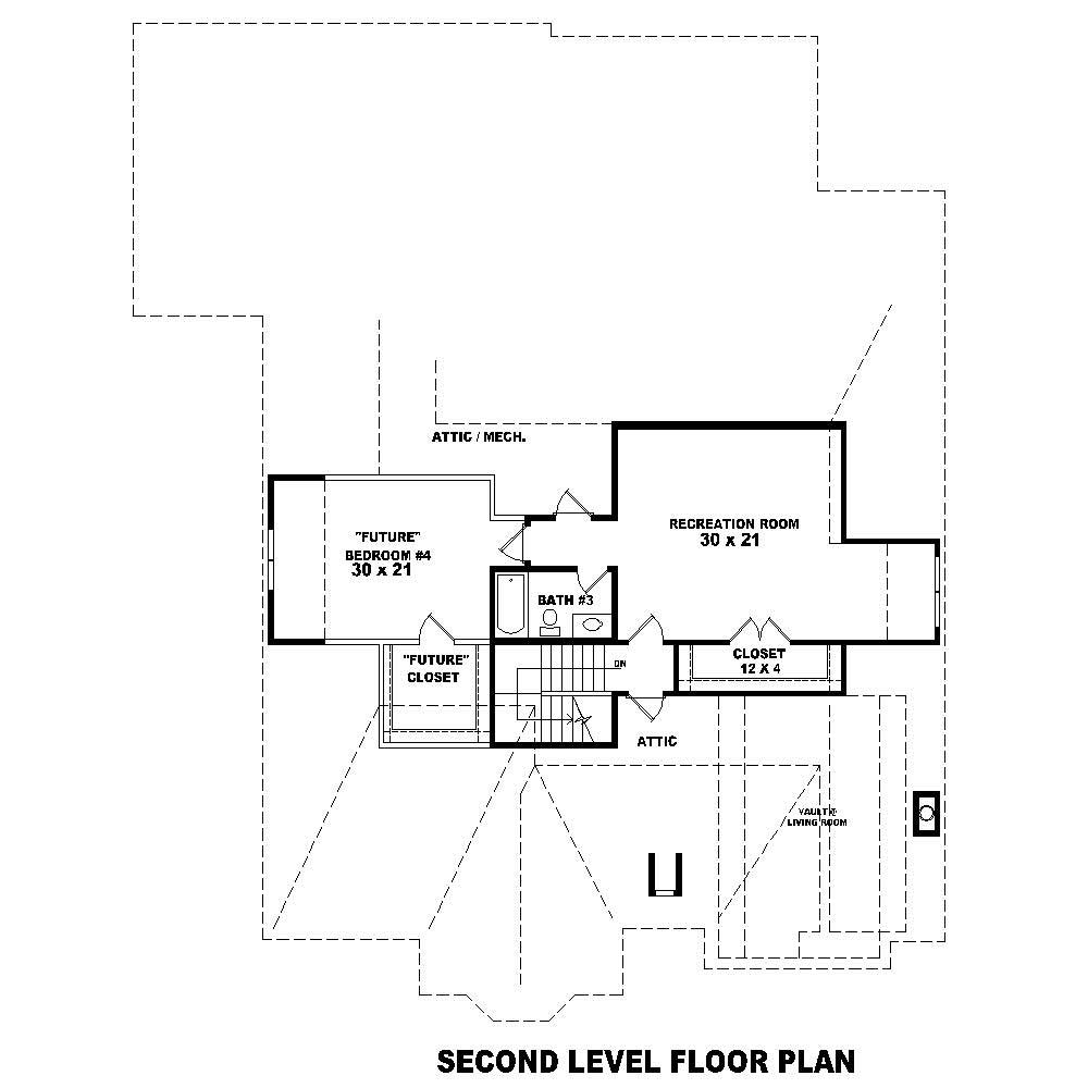 Floor Plan Second Story of French Plan #170-1237