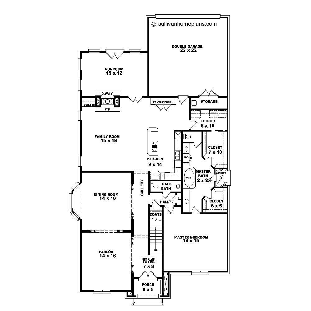 Floor Plan First Story of Country Plan #170-1241