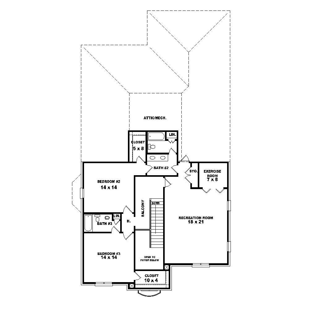 Floor Plan Second Story of Country Plan #170-1241