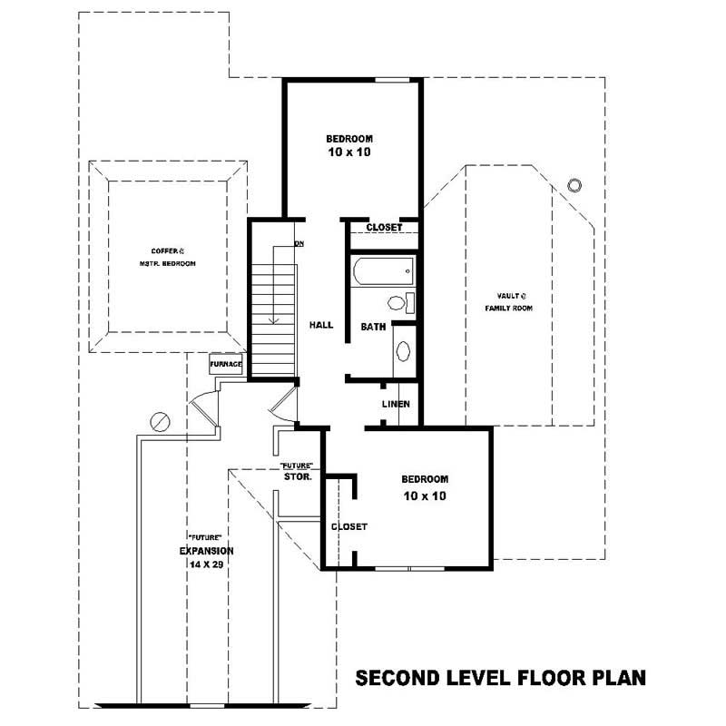 Floor Plan Second Story of Southern Plan #170-1248