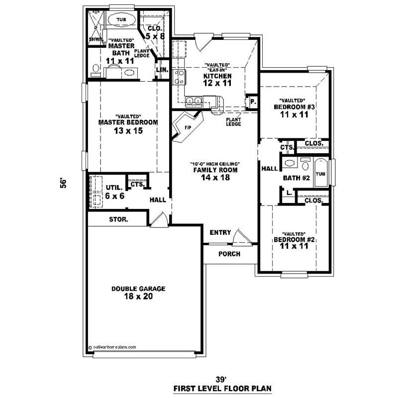 Floor Plan First Story of Small House Plans #170-1251