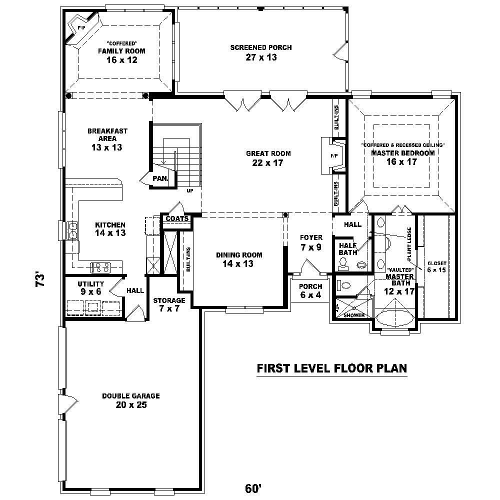 Floor Plan First Story of Luxury Plan #170-1254