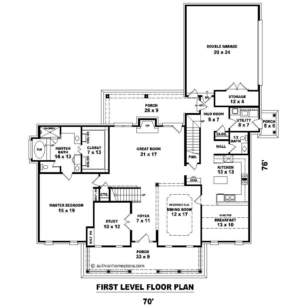 Floor Plan First Story of Cape Cod Plan #170-1255
