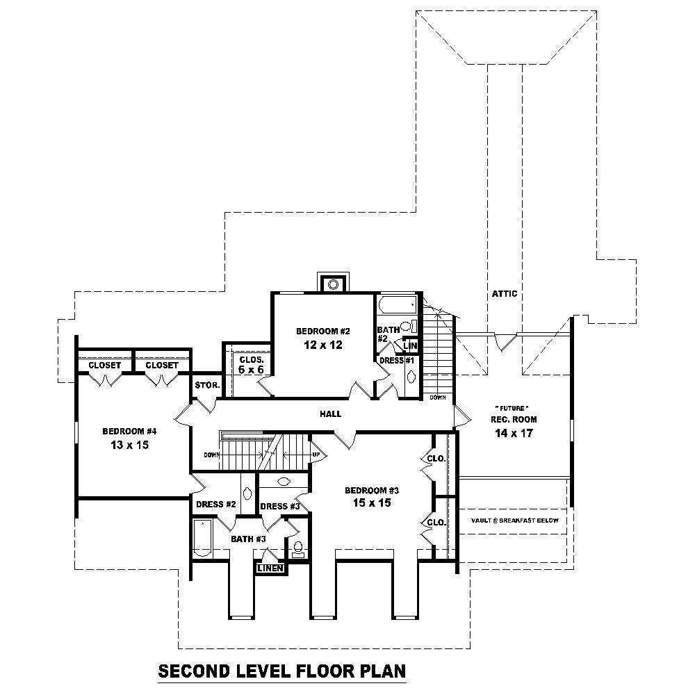 Floor Plan Second Story of Cape Cod Plan #170-1255