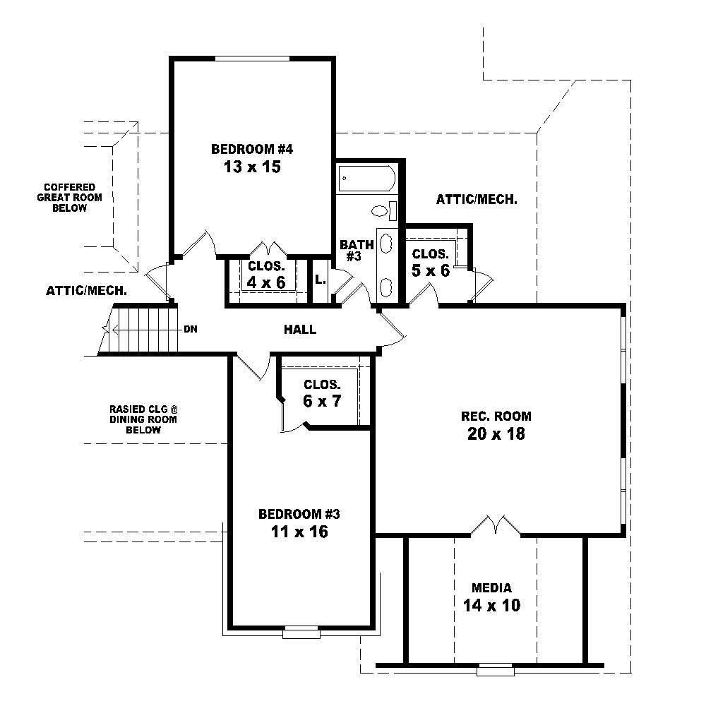 Floor Plan Second Story of French Plan #170-1261