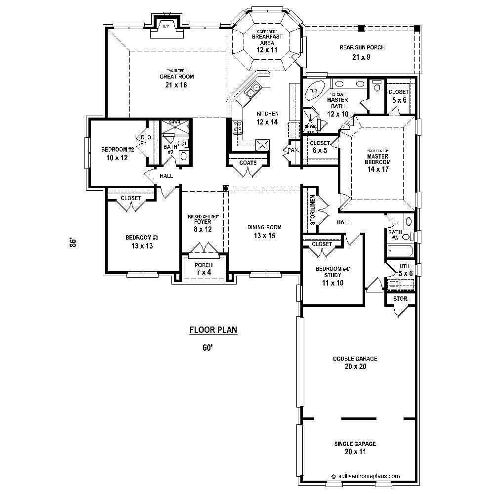 Floor Plan First Story of Country Plan #170-1262