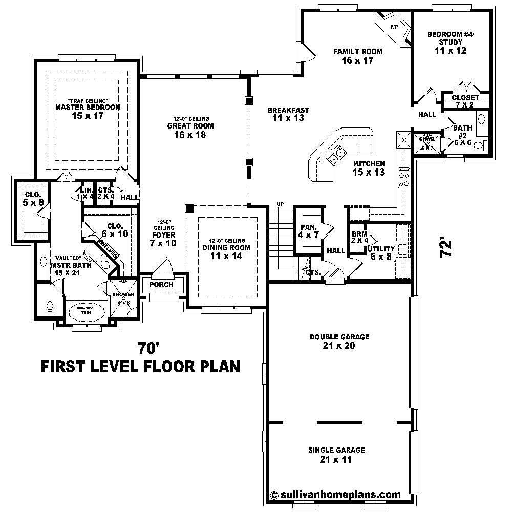 Floor Plan First Story of Country Plan #170-1267