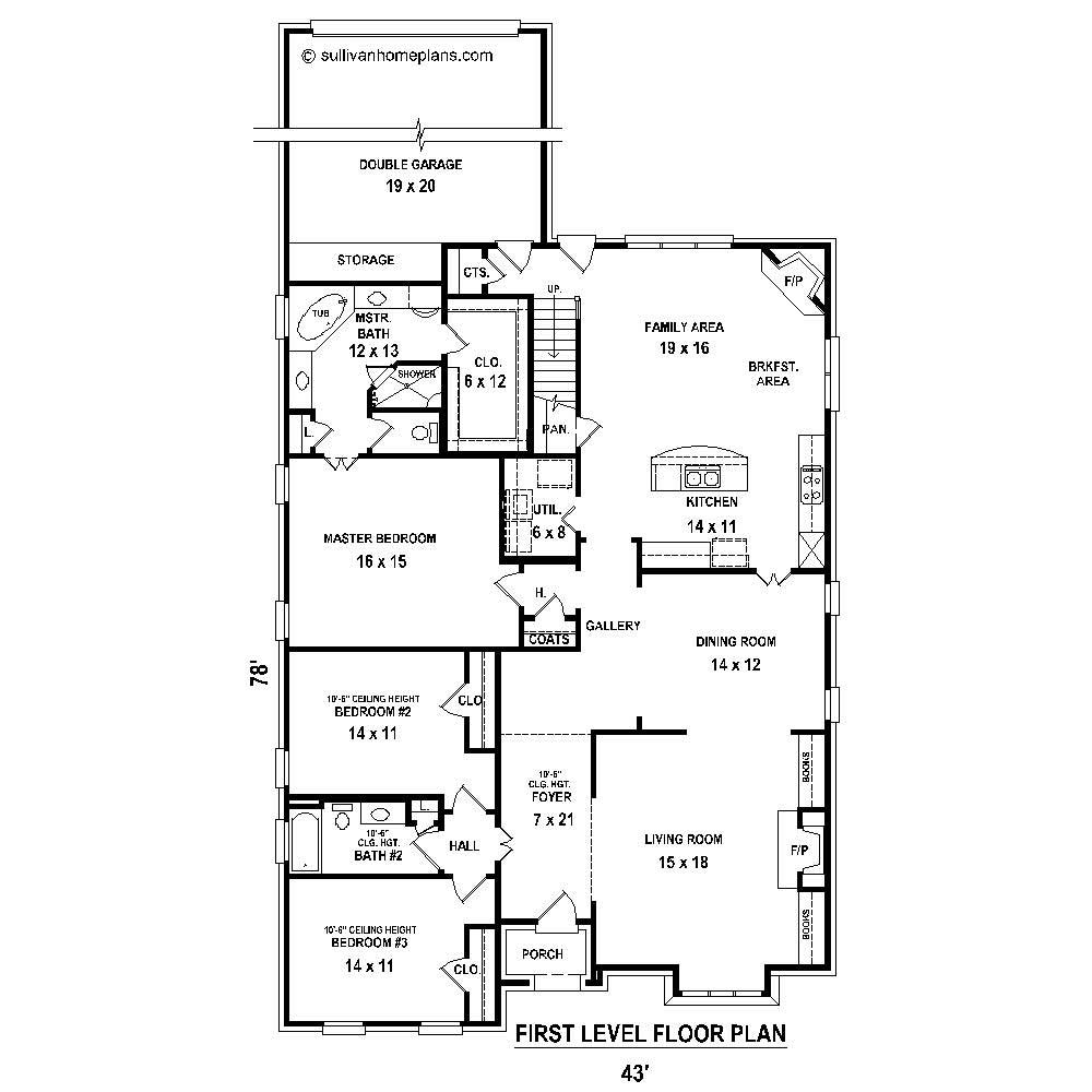 Floor Plan First Story of Cape Cod Plan #170-1269