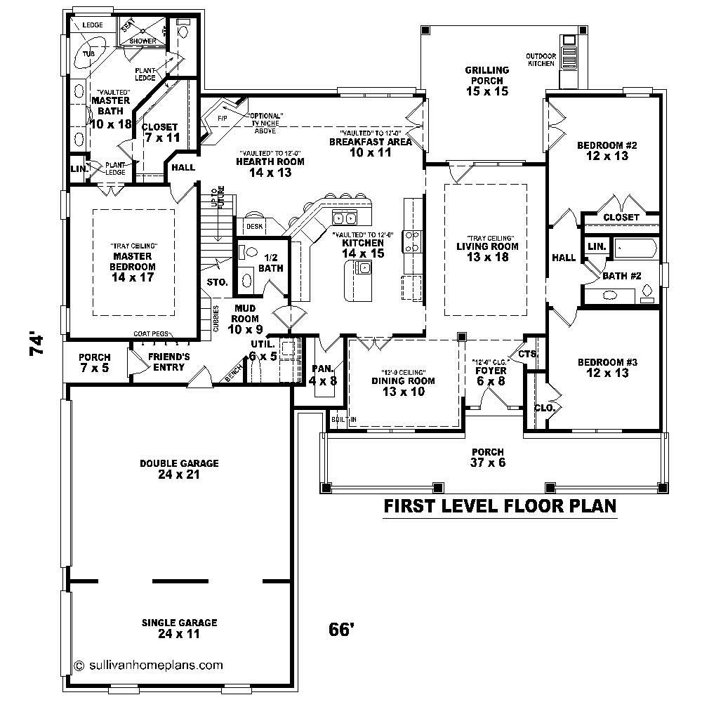 Floor Plan First Story of Cape Cod Plan #170-1276