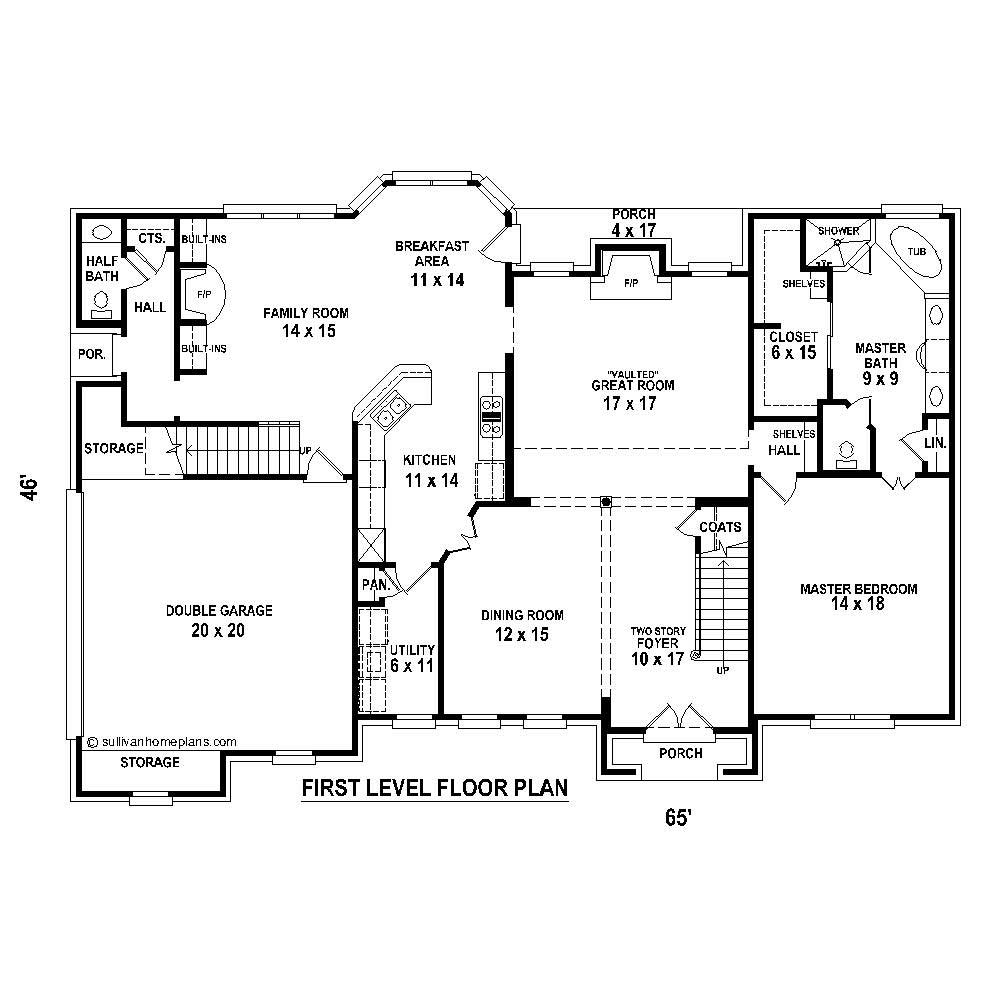 Floor Plan First Story of French Plan #170-1278