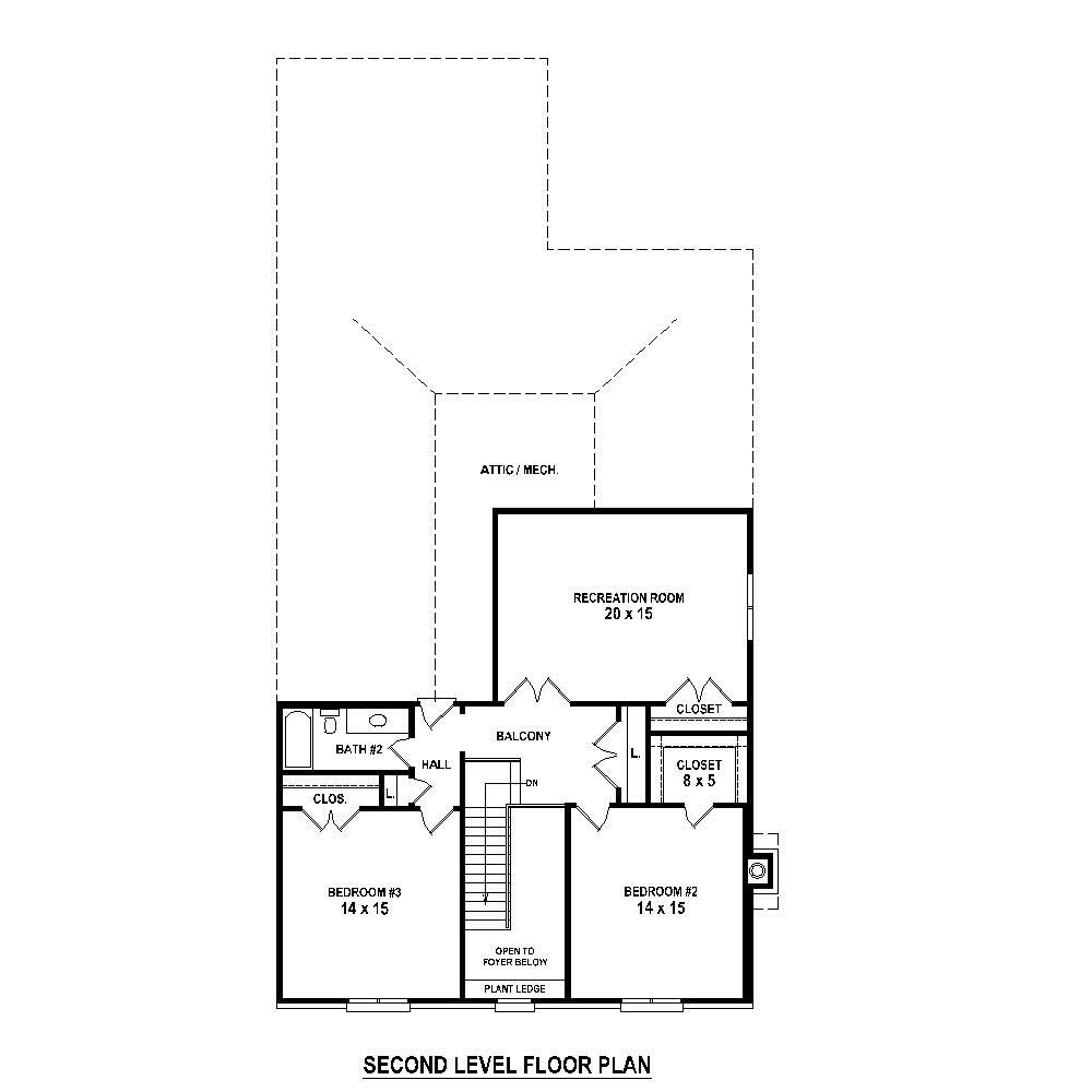 Floor Plan Second Story of French Plan #170-1279