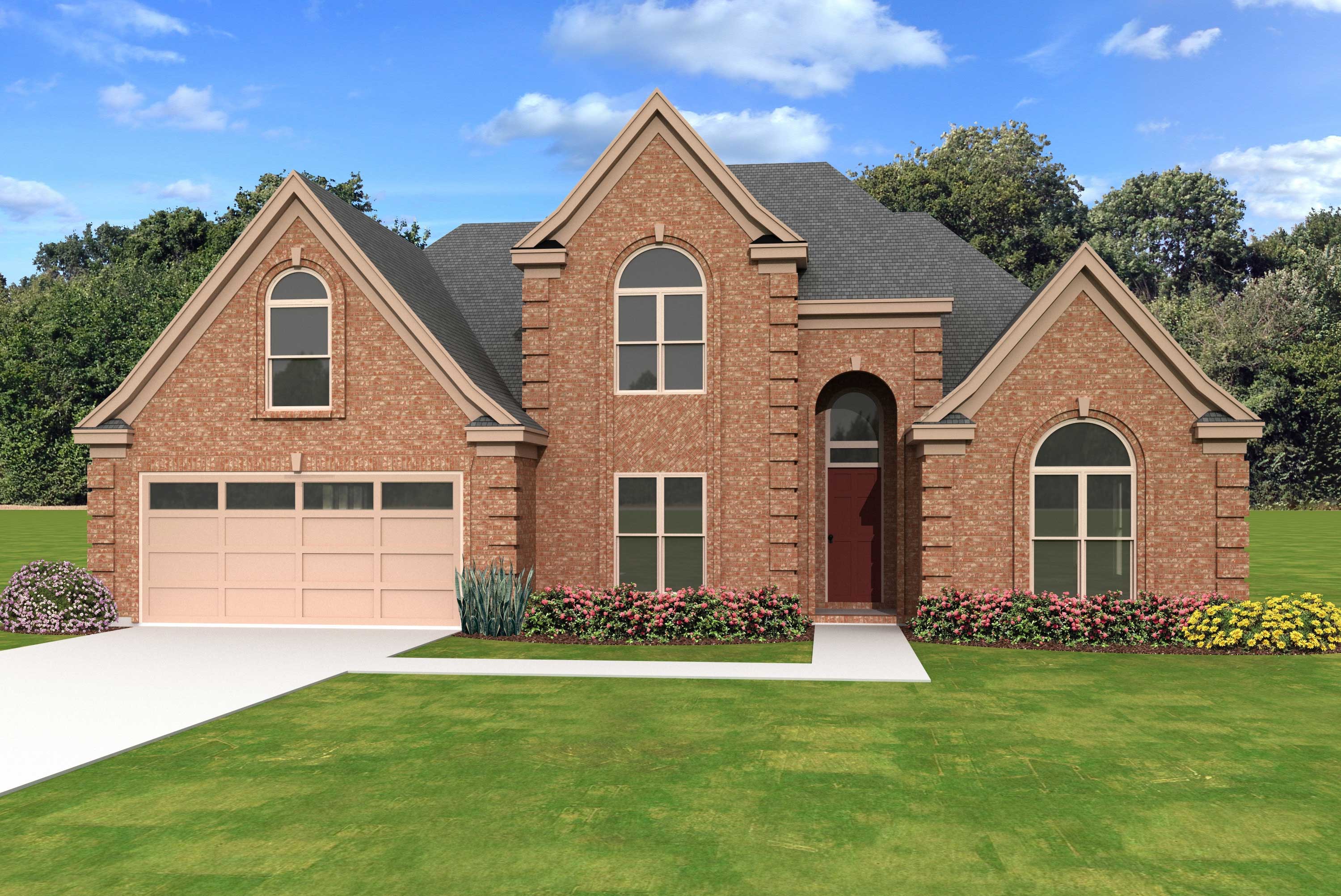 Front view of French home (ThePlanCollection: House Plan #170-1282)