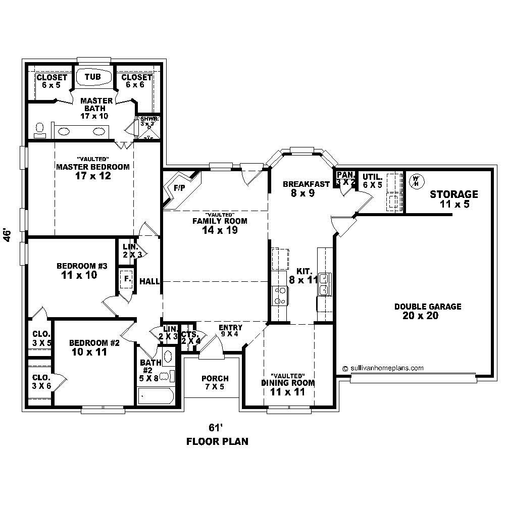 Floor Plan First Story of French Plan #170-1285