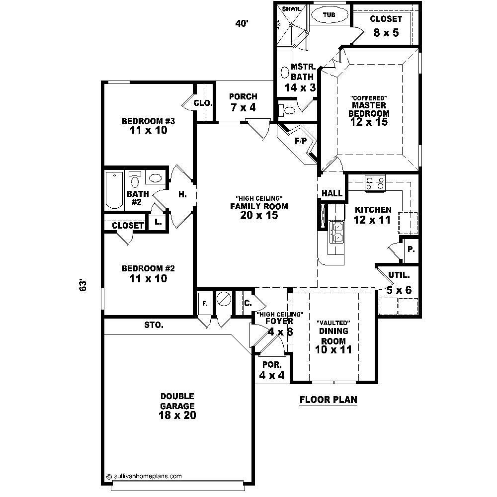 Floor Plan First Story of French Plan #170-1289