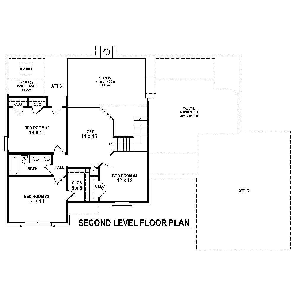 Floor Plan Second Story of Traditional Plan #170-1291