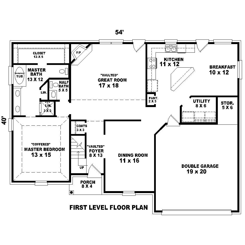 Floor Plan First Story of Country Plan #170-1295