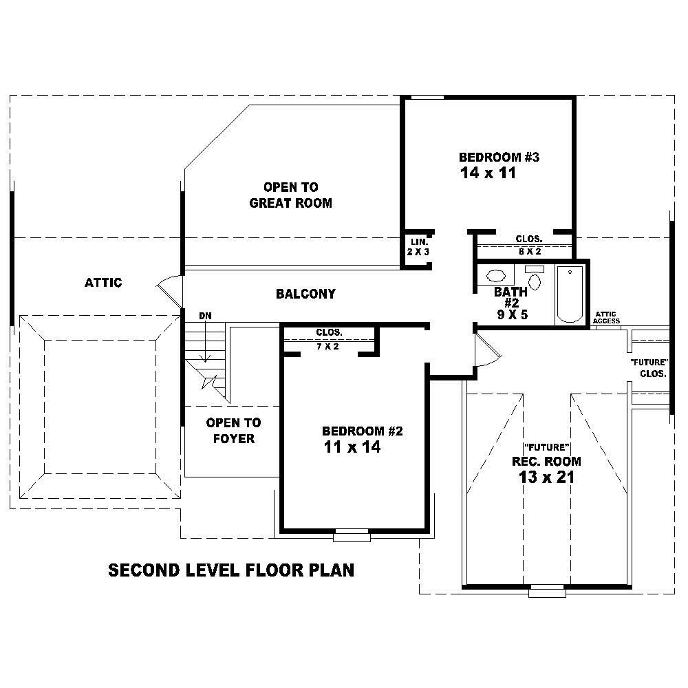 Floor Plan Second Story of Country Plan #170-1295